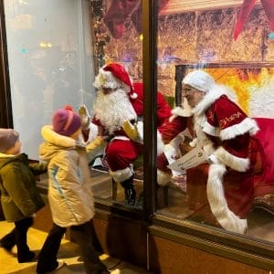Santa and Mrs. Claus at the Sycamore Moonlight Magic event